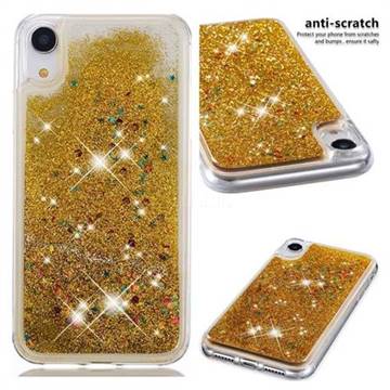 Dynamic Liquid Glitter Quicksand Sequins TPU Phone Case for iPhone Xr (6.1 inch) - Golden