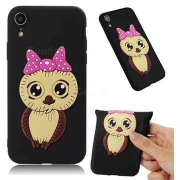 Bowknot Girl Owl Soft 3D Silicone Case for iPhone Xr (6.1 inch) - Black