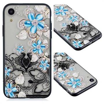 Lilac Lace Diamond Flower Soft TPU Back Cover for iPhone Xr (6.1 inch)
