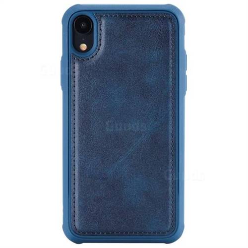Luxury Shatter-resistant Leather Coated Phone Back Cover for iPhone Xr (6.1 inch) - Blue