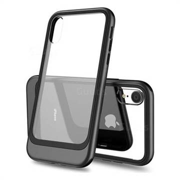 Luxury 3-in-1 Silicone + Transparent PC Anti-fall Phone Case for iPhone Xr (6.1 inch) - Black