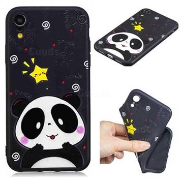 Cute Bear 3D Embossed Relief Black TPU Cell Phone Back Cover for iPhone Xr (6.1 inch)