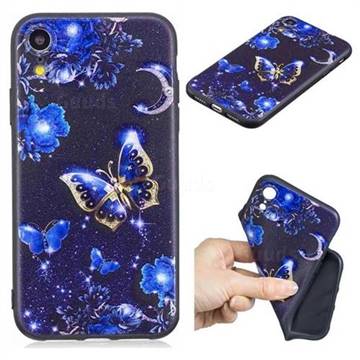 Phnom Penh Butterfly 3D Embossed Relief Black TPU Cell Phone Back Cover for iPhone Xr (6.1 inch)