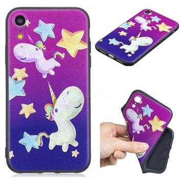 Pony 3D Embossed Relief Black TPU Cell Phone Back Cover for iPhone Xr (6.1 inch)