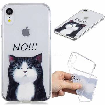 Cat Say No Clear Varnish Soft Phone Back Cover for iPhone Xr (6.1 inch)