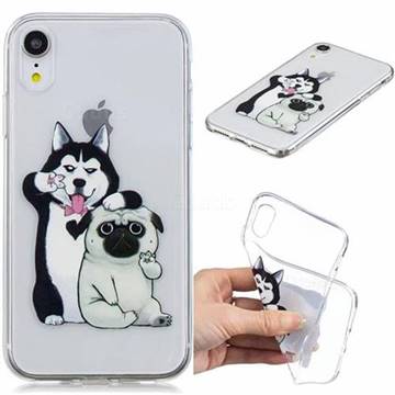 Selfie Dog Clear Varnish Soft Phone Back Cover for iPhone Xr (6.1 inch)