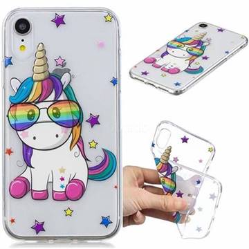 Glasses Unicorn Clear Varnish Soft Phone Back Cover for iPhone Xr (6.1 inch)