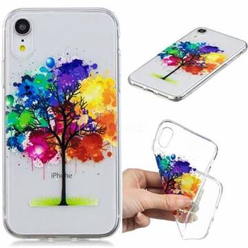 Oil Painting Tree Clear Varnish Soft Phone Back Cover for iPhone Xr (6.1 inch)
