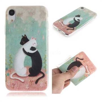 Black and White Cat IMD Soft TPU Cell Phone Back Cover for iPhone Xr (6.1 inch)