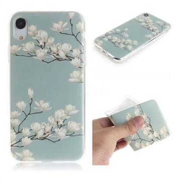 Magnolia Flower IMD Soft TPU Cell Phone Back Cover for iPhone Xr (6.1 inch)