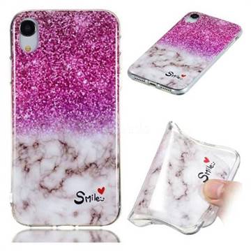 Love Smoke Purple Soft TPU Marble Pattern Phone Case for iPhone Xr (6.1 inch)