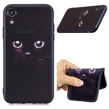 Black Cat Eyes 3D Embossed Relief Black Soft Phone Back Cover for iPhone Xr (6.1 inch)
