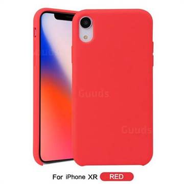 Howmak Slim Liquid Silicone Rubber Shockproof Phone Case Cover for iPhone Xr (6.1 inch) - Red