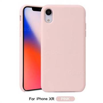 Howmak Slim Liquid Silicone Rubber Shockproof Phone Case Cover for iPhone Xr (6.1 inch) - Pink