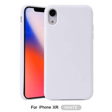 Howmak Slim Liquid Silicone Rubber Shockproof Phone Case Cover for iPhone Xr (6.1 inch) - White