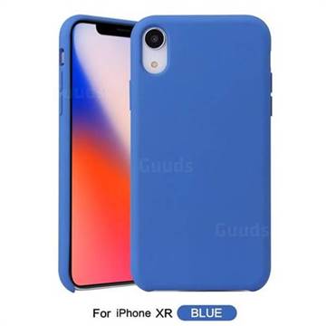 Howmak Slim Liquid Silicone Rubber Shockproof Phone Case Cover for iPhone Xr (6.1 inch) - Sky Blue