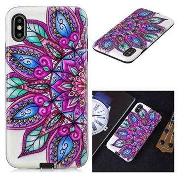 Mandara Flower Pattern 2 in 1 PC + TPU Glossy Embossed Back Cover for iPhone Xr (6.1 inch)