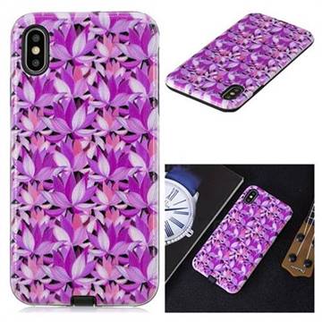 Lotus Flower Pattern 2 in 1 PC + TPU Glossy Embossed Back Cover for iPhone Xr (6.1 inch)
