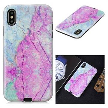 Pink Marble Pattern 2 in 1 PC + TPU Glossy Embossed Back Cover for iPhone Xr (6.1 inch)