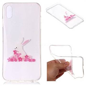 Cherry Blossom Rabbit Super Clear Soft TPU Back Cover for iPhone Xr (6.1 inch)