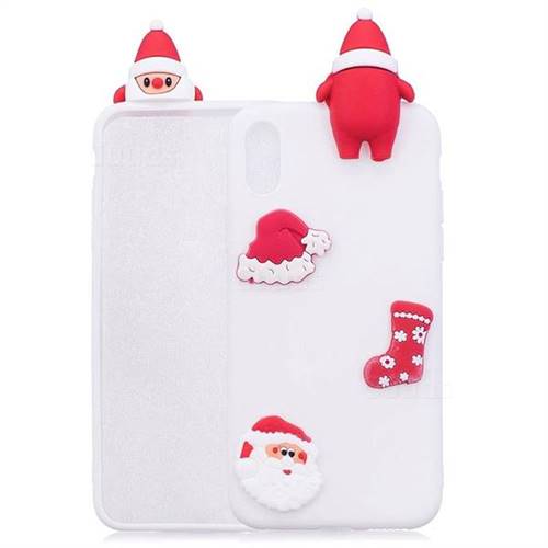 White Santa Claus Christmas Xmax Soft 3D Silicone Case for iPhone Xr (6.1 inch)