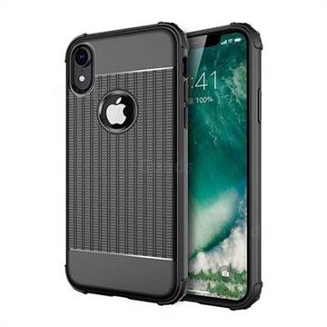 Luxury Shockproof Rubik Cube Texture Silicone TPU Back Cover for iPhone Xr (6.1 inch) - Black