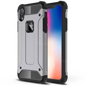 King Kong Armor Premium Shockproof Dual Layer Rugged Hard Cover for iPhone Xr (6.1 inch) - Silver Grey