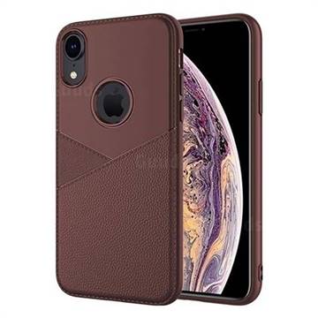 Litchi Texture Breathable Anti-fall Silicone Soft Phone Case for iPhone Xr (6.1 inch) - Coffee