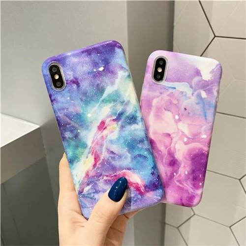 Blue Starry Sky Marble Clear Bumper Glossy Rubber Silicone Phone Case ...