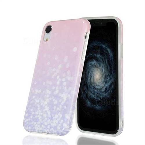 Glitter Pink Marble Clear Bumper Glossy Rubber Silicone Phone Case for iPhone Xr (6.1 inch)