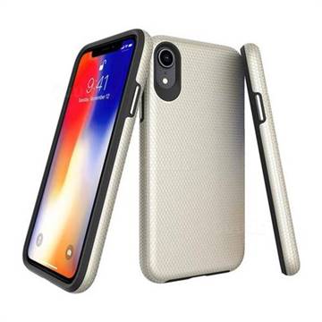 Triangle Texture Shockproof Hybrid Rugged Armor Defender Phone Case for iPhone Xr (6.1 inch) - Golden