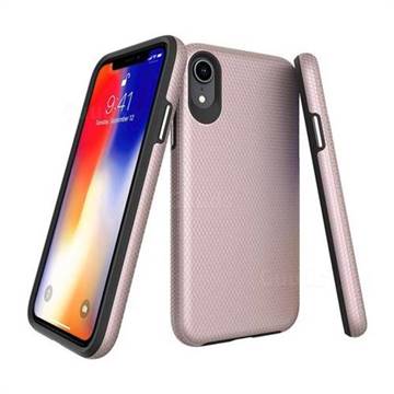 Triangle Texture Shockproof Hybrid Rugged Armor Defender Phone Case for iPhone Xr (6.1 inch) - Rose Gold