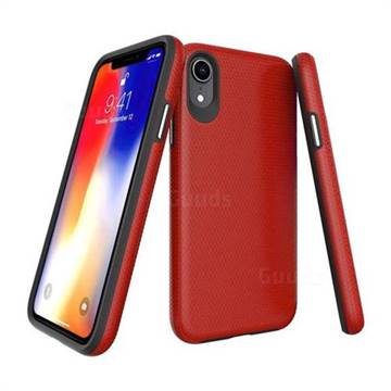 Triangle Texture Shockproof Hybrid Rugged Armor Defender Phone Case for iPhone Xr (6.1 inch) - Red
