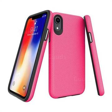 Triangle Texture Shockproof Hybrid Rugged Armor Defender Phone Case for iPhone Xr (6.1 inch) - Rose