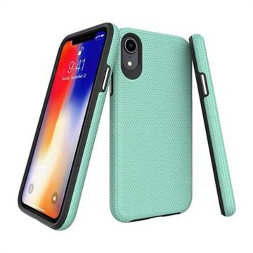 Triangle Texture Shockproof Hybrid Rugged Armor Defender Phone Case for iPhone Xr (6.1 inch) - Mint Green