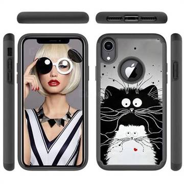 Black and White Cat Shock Absorbing Hybrid Defender Rugged Phone Case Cover for iPhone Xr (6.1 inch)