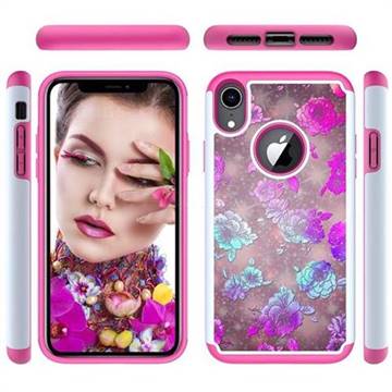 peony Flower Shock Absorbing Hybrid Defender Rugged Phone Case Cover for iPhone Xr (6.1 inch)