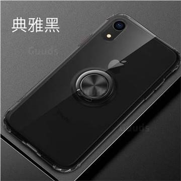 Anti-fall Invisible Press Bounce Ring Holder Phone Cover for iPhone Xr (6.1 inch) - Elegant Black