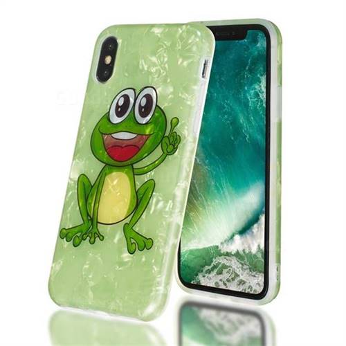 Smile Frog Shell Pattern Clear Bumper Glossy Rubber Silicone Phone Case for iPhone Xr (6.1 inch)