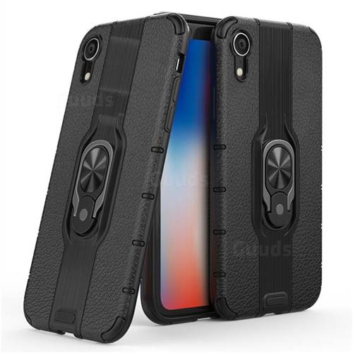 Alita Battle Angel Armor Metal Ring Grip Shockproof Dual Layer Rugged Hard Cover for iPhone Xr (6.1 inch) - Black