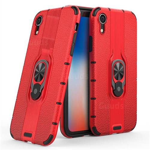 Alita Battle Angel Armor Metal Ring Grip Shockproof Dual Layer Rugged Hard Cover for iPhone Xr (6.1 inch) - Red
