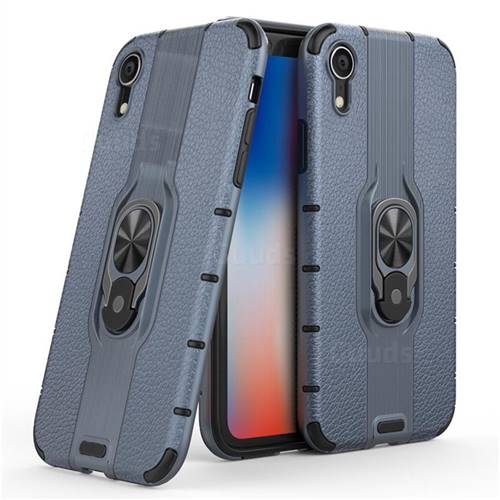 Alita Battle Angel Armor Metal Ring Grip Shockproof Dual Layer Rugged Hard Cover for iPhone Xr (6.1 inch) - Blue
