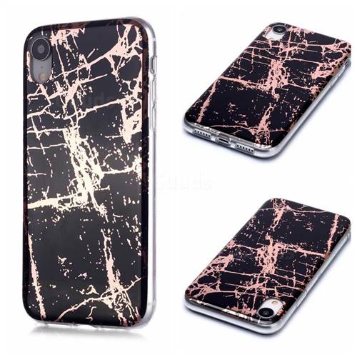 Black Galvanized Rose Gold Marble Phone Back Cover for iPhone Xr (6.1 inch)