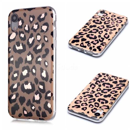 Leopard Galvanized Rose Gold Marble Phone Back Cover for iPhone Xr (6.1 inch)