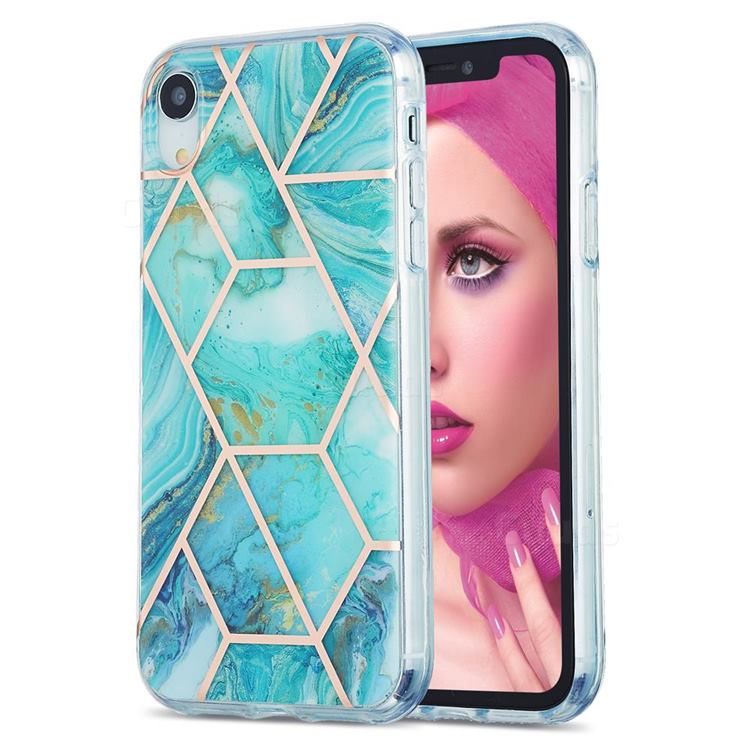 Blue Sea Marble Pattern Galvanized Electroplating Protective Case Cover for iPhone Xr (6.1 inch)
