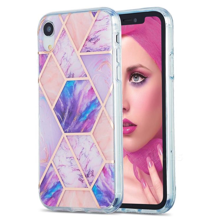Purple Dream Marble Pattern Galvanized Electroplating Protective Case Cover for iPhone Xr (6.1 inch)