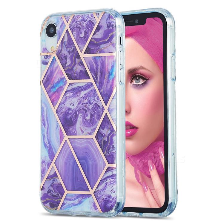 Purple Gagic Marble Pattern Galvanized Electroplating Protective Case Cover for iPhone Xr (6.1 inch)