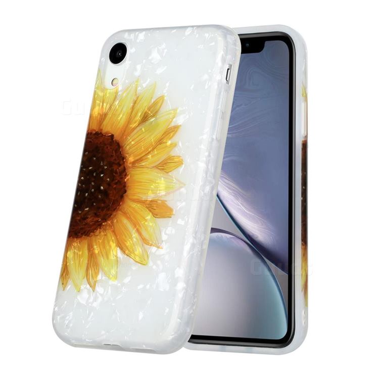 Face Sunflower Shell Pattern Glossy Rubber Silicone Protective Case Cover for iPhone Xr (6.1 inch)