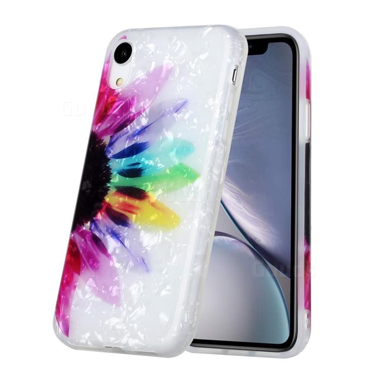 Colored Sunflower Shell Pattern Glossy Rubber Silicone Protective Case Cover for iPhone Xr (6.1 inch)