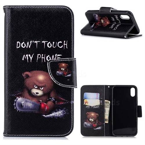 Chainsaw Bear Leather Wallet Case for iPhone Xr (6.1 inch)